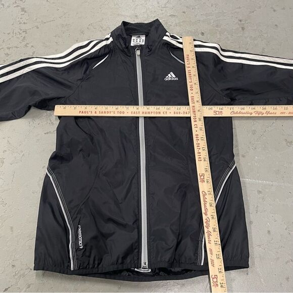 Adidas Jacket Mens Windbreaker Formation Black Outdoors Zip 3 Stripes Size Small - Picture 3 of 3